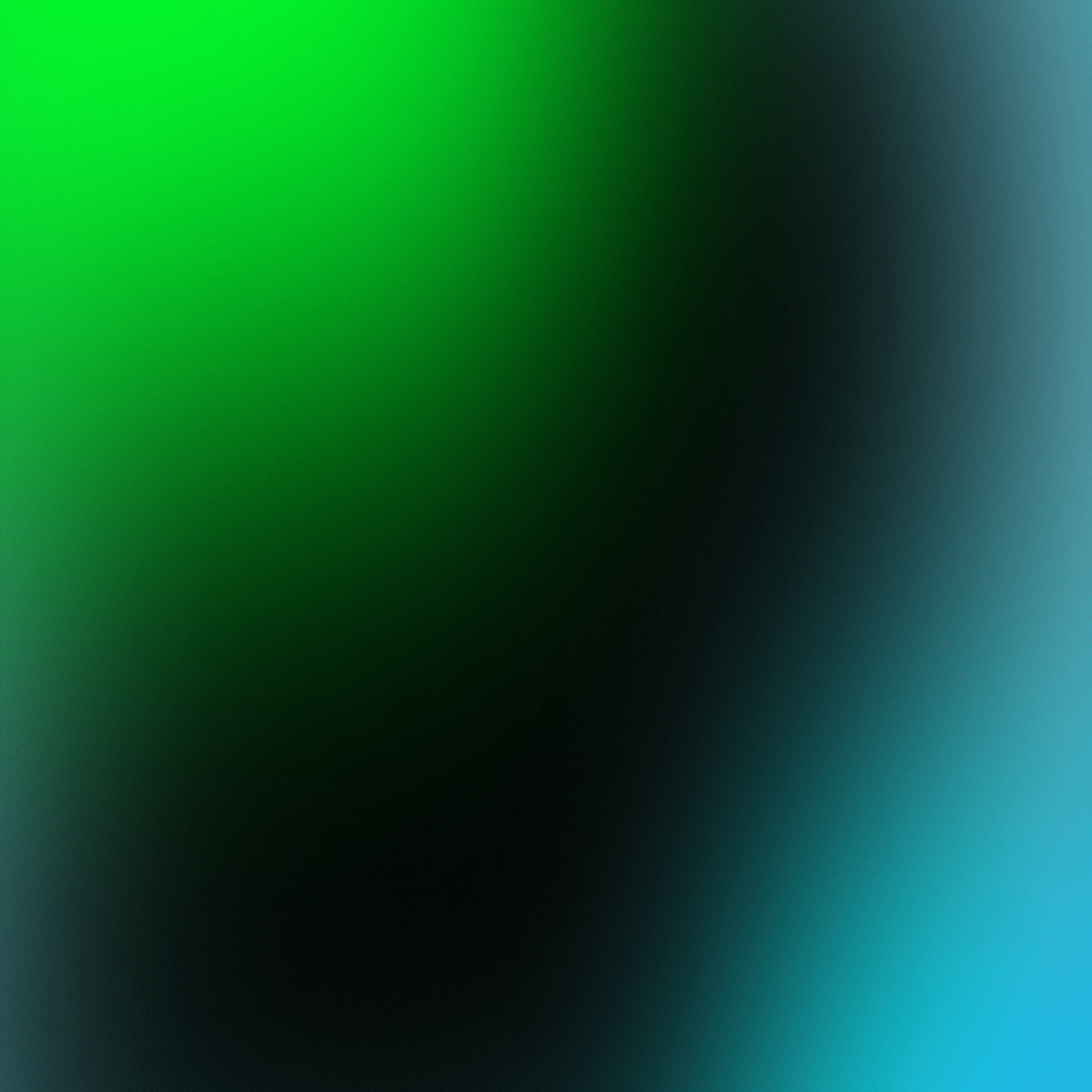 A gradient background with vivid green in the top left, merging into deep black in the center, and shifting to bright blue in the bottom right, creating a smooth transition between the colors.