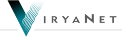 Logo with stylized V in teal with wavy lines, followed by the word ViryaNet in gray, with Net in bold. The image rests on a subtle horizontal line.