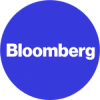 Blue circle with the word Bloomberg in bold white letters centered inside.
