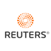 The image shows the Reuters logo, featuring an orange circular dotted design above the word REUTERS in bold, gray capital letters on a light background.